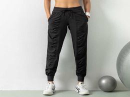 Yoga Pants Drawstring Elastic Waist Joggers Loose Fit Breathable Gym Clothes Women Sports Pants Running Fitness Pocket Casual Over3625430