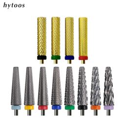 Bits HYTOOS 24mm Super Long Nail Drill Bits TwoWay Tapered 5 in 1 Manicure Carbide Bit Barrel Electric Grinding Drills Accessories