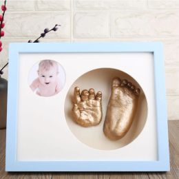 Frames 2022 New 3d Diy Newborn Hand Foot Mold Photo Frame Baby Plaster Casting Kit Stereo Clone Handprint Footprint Soft Clay Souvenirs