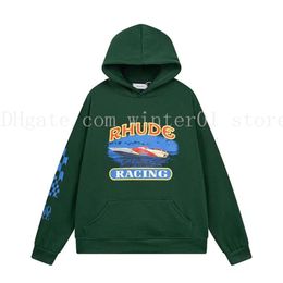 2023 Mens Hoodies Rhude Hoodie Mektup Baskı Uzun Kollu Moda Erkekler Kadın Kazak Hip Hop Hoodies Marka Sweatshirts Boyut M-2XL Trailtsuits Markalar Açık Ceket 487