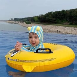 Swimwear New Girls Swimwear For Children Swimsuit Cap Kids Baby Boys Sunscreen Long Sleeve Swimsets Toddler Girl Letter Stripe Bikini