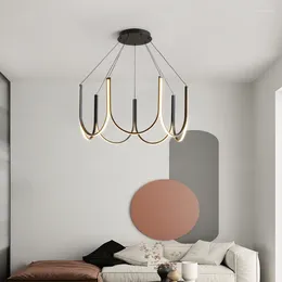 Chandeliers Modern Light Luxury Northern Europe Italy Design Bedroom Restaurant El Pendant Black LED Illumination Lamp
