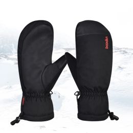 Gloves Professional Snowboarding Ski Gloves Waterproof Men Youth Winter Warm Snow Mittens 30 degree Skiing Snowboard Solid Black