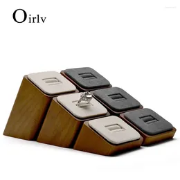 Jewelry Pouches Oirlv Wooden Ring Display Stand 3-Piece Set Solid Wood Wedding Holder 3-Pieces