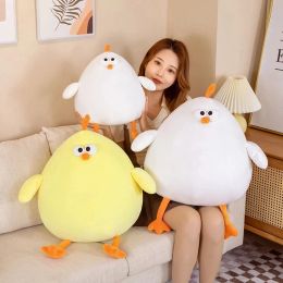 Cushions New Cute Anime Fat Chicken Plush Toys Stuffed Animals Seagull Chick Big Pillow Doll Baby Sleepping Plushie Gift for Kids