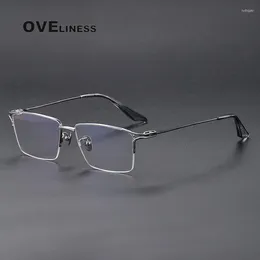 Sunglasses Frames 2024 Pure Titanium Eye Glasses For Men Prescription Half Square Eyeglasses Myopia Optical Eyewear Spectacles