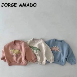 Sweatshirts Korean Style New Spring Autumn Baby Girl Boy Sweatshirts Cartoon Dinosaur Round Collar Pullover Top Infant Casual Clothes E12067
