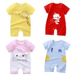 One-Pieces New Baby Clothes Baby Boy And Girl Pure Cotton Soft And Comfortable Cute Cartoon ShortSleeved OnePiece Romper Newborn Gift