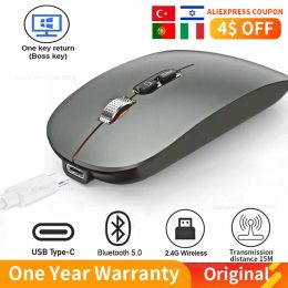Mice Dual Mode Wireless Bluetoth Mouse Typec Rechargeable with Oneclick Desktop Function 2.4g Silent Backlit Mice for Laptop Pc New