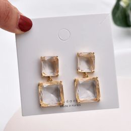 Earrings Minimalist Geometric Block Clip on Earrings No Hole Ear Clips Exaggerated Transparent Square Clip Earring Without Piercing Women