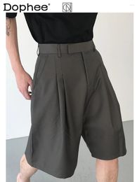 Men's Shorts A- Line Suit 2024 Summer High-End Male Loose Comfortable Pants Fashionable Solid Color Straight