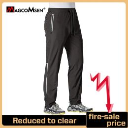 Sweatpants MAGCOMSEN Summer Quick Dry Sweatpants Men's Joggers Pants Reflective Stripe Zip Pocket Tracksuit Trousers Fitness Training Pants