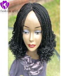 14inch black Braided Kinky wig handmade short braided wig for black women Micro full lace front wig natural hairline2641356