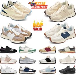 New top balanace N 327 shoe sneakers running shoes Men Sport white blue light camel green sea salt red bean milk Dark Grey women Trainers Jogging