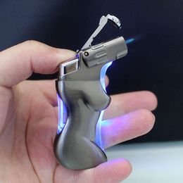 Diferentes Funny Esqueiros Sexy Lady Body Encendedor Portable Fire Starter Torches Without Gas Gun Jet Butane Lighters With Led Light