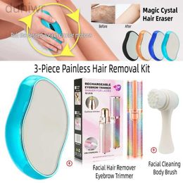 Epilator New Physical Hair Removal Painless Safe Epilator Easy Cleaning Reusable Body Beauty Depilation Tool Glass Hair Removal Tool Set d240424