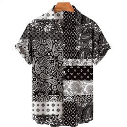 2023 Cashew Flower Shirt Mens Casual Fashion Hawaiian Lapel Hd Printing Loose Shortsleeved Top Wholesale 240415