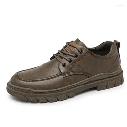 Casual Shoes Classic Retro Men's Genuine Leather Thick Soled Oxford Lace Up English Style Outdoor Sports