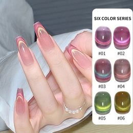 6 Colors Cat Eyes Nails Polish Long Lasting Glitter Nail Gel Candies Crystals Style Manicure Glue For DIY Nail Art Painting Tool 240423