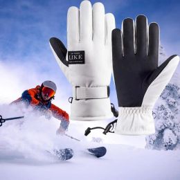 Gloves Winter Professional Ski Gloves PU Leather Nonslip Touch Screen Glove Men Women Waterproof Warm Gloves For Motorcycle Bike Ski