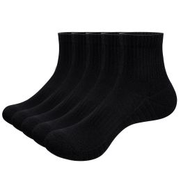 Socks YUEDGE Men Quarter Trainer Socks Combed Cotton Cushion Tennis Hiking Golf Athletic Sports Socks Size 3746 Black White