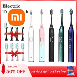 Heads Xiaomi Ultrasonic Electric Toothbrush Rechargeable Waterproof IPX7 For Adults Teeth Whitening Deep Clean With Replacement Brush