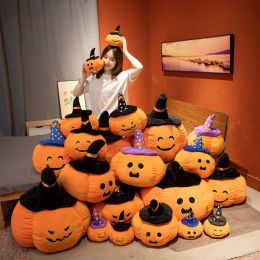 Cushions Halloween Pumpkin Plush Doll Horror Wizard Hat Pumpkin Plush Pillow Soft Stuffed Toys Kids Birthday Gifts Holiday Decorations