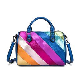 Mens Famous Handbag Rainbow Bag London Genuine Leather Designer Tote Bags Womens Flip Stripes Shoulder Luxury Silver Bags8
