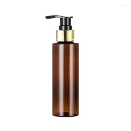 Storage Bottles 50pcs 100ml 120ml 150ml Empty Plastic PET With Gold Aluminum Lotion Pump Brown Container For Liquid Soap Shower Gel