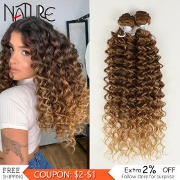 Weave Weave Hair Bundle Synthetic Afro Kinky Curly Hair 26Inch Deep Wave Blonde 2Pcs Braid Weave High Temperature Fiber For Women