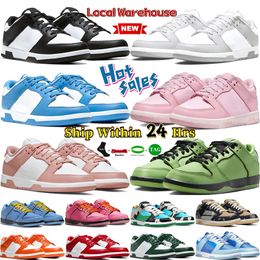 Weißer schwarzer Panda Local Warehouse Low -Running -Schuhe graue Nebel Rose Flüstere Pink UNC Mean Green Blue Digital Pink Chunky Herren Designer Sneaker Damen Sporttrainer Sport Trainer