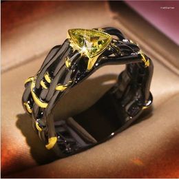 Cluster Rings Fashion Geometric Triangle Zircon Ring Creative Design Tree Shape Charm Women's Cocktail Party Jewelry