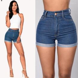 Women's Jeans High Waist Rolled Denim Shorts Skinny Pant Tight Blue Mini Bodycon Sexy Women Slim Sweet Summer