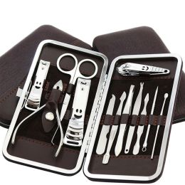 Kits 12PCS Manicure Set & Kit Stainless Steel Nail Clipper Pusher File Scissor Tweezers Nail Tools Set