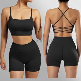 Active Sets 2 Pcs Yoga Sets Women High Waist Workout Outfits Gym Wear Gym Clothing Yoga Suits Fitness Tracksuit Sportswear For Women 240424