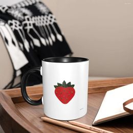 Mugs Strawberry Coffee White One Size Personalised Eco-friendly Ceramics