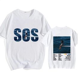 2024 SZA SOS Heavy Mental Anime T-shirts Tshirt 100% Cotton Menwomen Tee-shirt Printed Hip Hop Cartoon T-shirt 240412