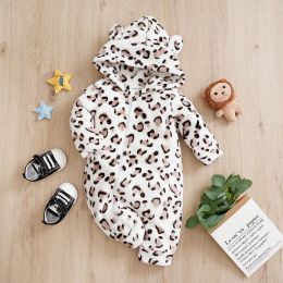 One-Pieces Winter Leopard print Clothes Spring Flannel Baby Boys Girls Clothing Cartoon 018 months Newborn Baby Newborn Long Sleeve Soft