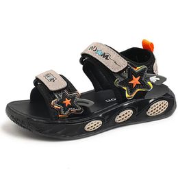 Summer Sandals For Boy Trend Fashion Childrens Casual Shoes Korean Style Antislippery Beach Sandals For Kids Softsoled 240409