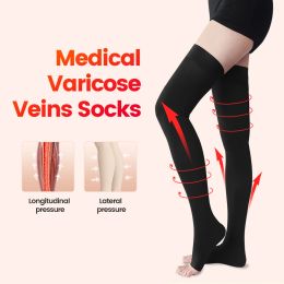 Whitening New Medical Compression Socks Unisex Varicose Veins Socks Elastic Nursing Pressure Stockings Sleep Feet Varicose Vein Treatment