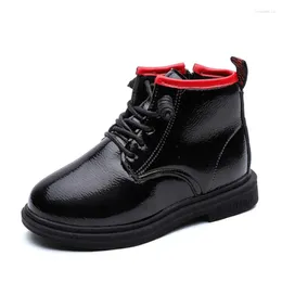 Boots Girls Ankle 2024 PU Leather Kids For Tenis Infantil Non-slip Warm Children Shoes Winter Black Red Size 26-36