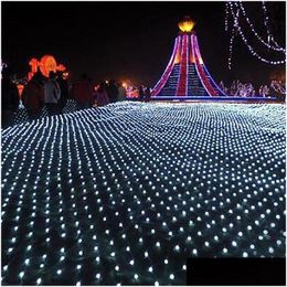 Christmas Decorations 6X4M Mesh Net Lights Outdoor Waterproof String Light Led Fairy Garland For Decoration Holiday Year 201201 Drop D Otfwz