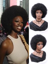 Wigs Short Afro kinky Curly Wig Black Synthetic Hair Wigs for African Women Natural Looking Hair wigs with Bangs Wig Cosplay
