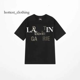 Lanvine Shirt Brand Men's T-shirts Designer Luxury Classic T Shirt Chest Letter Printed Shirt High Street Tshirts Shoe Cotton Loose Tees Hoodie 2032