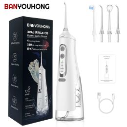 Irrigators Banyouhong New Oral Dental Irrigator Portable Water Flosser USB Rechargeable 4 Modes IPX7 310ML Water for Cleaning Teeth BW01