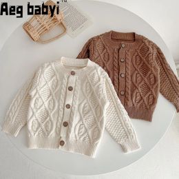 Sweaters Toddler Baby Girl Knitted Cardigan Spring Autumn Solid ONeck Sweater Coat for Infant Pure Cotton Kids Clothes Girls Knitwear