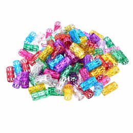 Tubes 1000pcs/bag 15mm Mix Color Beads Hair Dreadlock Beads Adjustable Hair Braid Rings Cuff Clips Tube Hair Styling Accessories