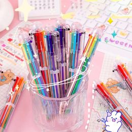 1Pc 6in 1 Ballpoint Pen 6 Colours Plastic Drawing Colourful Student Writing Stationery Creative Office Supply