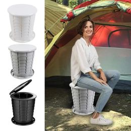 Tools New Portable Folding Toilet Outdoor Camping Toilet Potty Trash Can Mobile Toilet WC Movable Toilet Bathrooms For Car Travel Trip