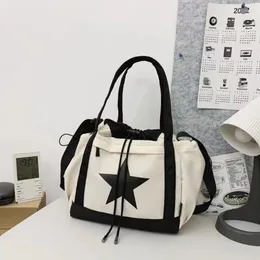 Totes Personality Women Crossbody Bag Y2K Style Large Capacity Couple Shoulder Casual Nylon Tote Luxury Drawstring Handbag